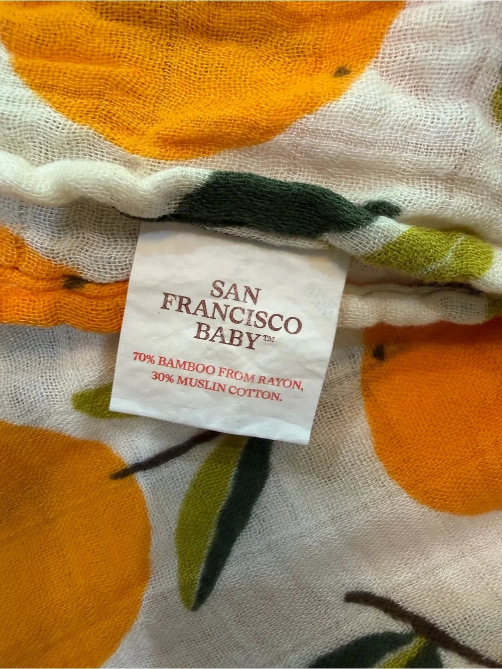 Muslin 2pk Bamboo & Cotton Orange 🍊 Apricot Fruit Print Baby Swaddle Blankets